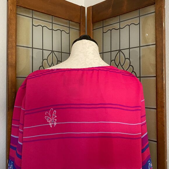 Bob Mackie Wearable Art Oversized Butterfly Tie Neck Blouse Size M - Picture 4 of 9